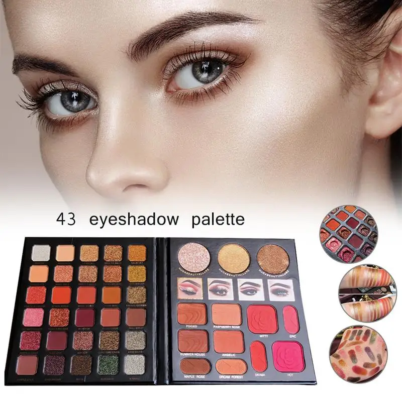 Eye Shadow Palette 43 Colors Flash Eye Shadow Makeup Tray Makeup Cosmetics Pearlescent Matte Glitter Lasting Waterproof Natural