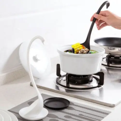 Cute Swan Soup Ladle White/Black Design Upright Swan Spoon Kitchen+Saucer CA