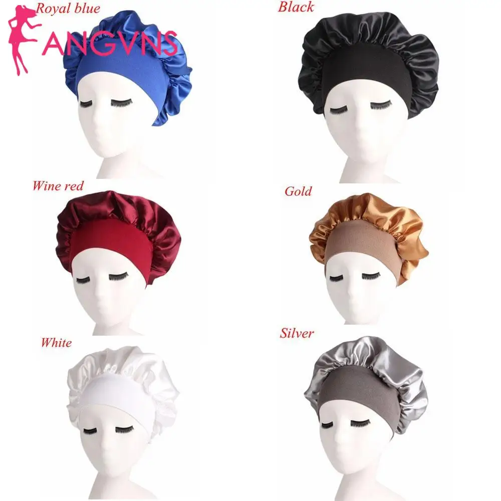 

Silk Hats Women Wide Band Satin Sleeping Bonnet Cap Soft Pure Sleep Hats Hair Care Wrap Female Night Caps Ladies Headwrap