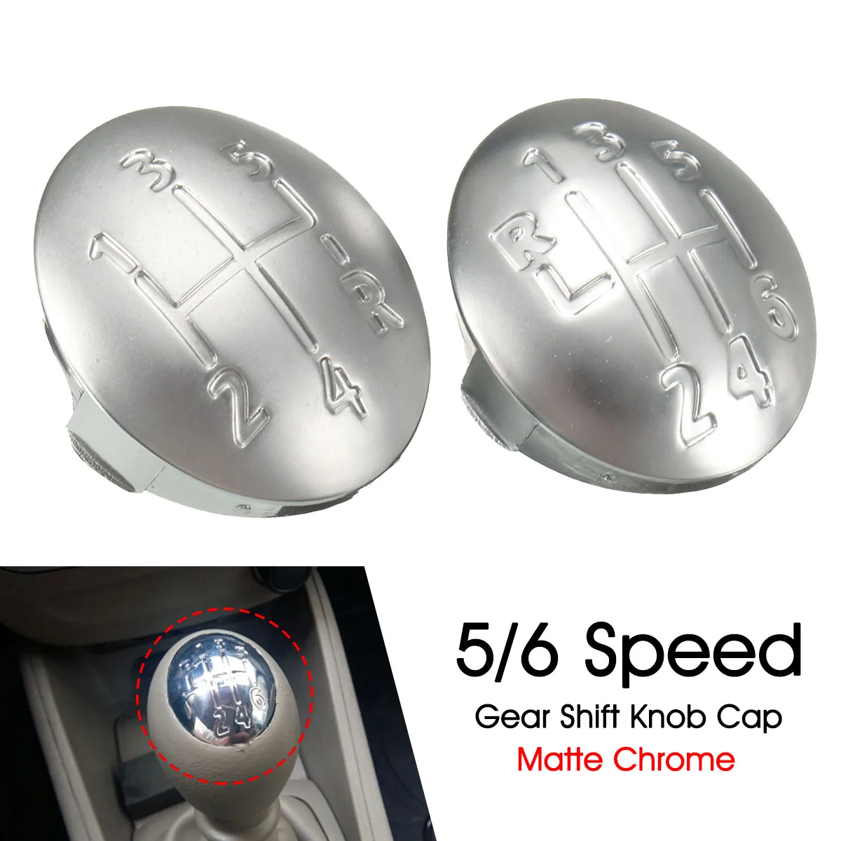 

5/6 Speed Car Chrome Gear Shift Knob Cap Cover For Renault Clio Megane Scenic Twingo 1996-2011