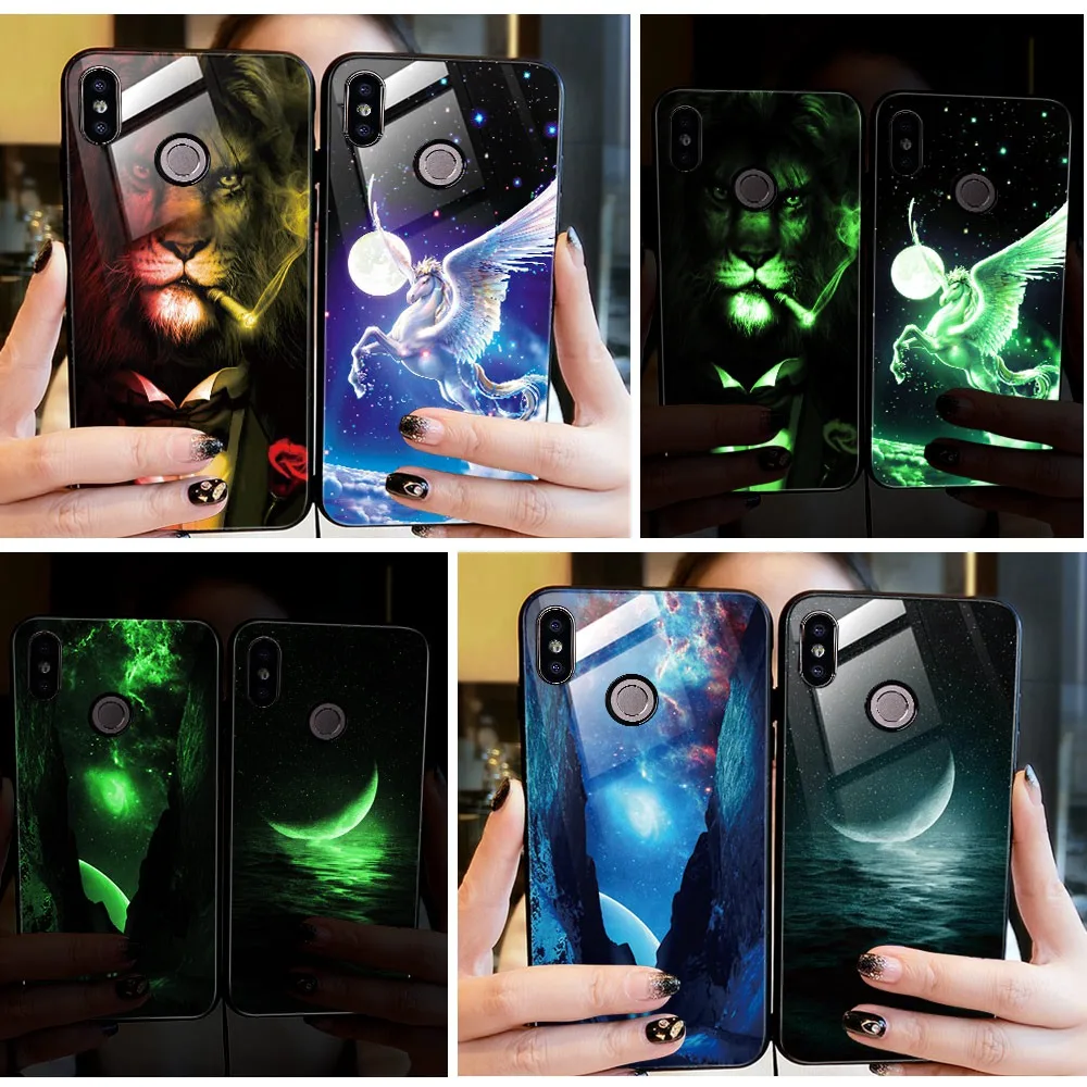 Luminous Glass Phone Case For Xiaomi Redmi Note 5 6 Pro 4X 6A Luxury Back Cover Case For Xiaomi Redmi 5 Plus Mi A1 A2 Lite Luminous Glass Phone Case For Xiaomi Redmi Note 5 6 Pro 4X 6A Luxury Back Cover Case For Xiaomi Redmi 5 Plus Mi A1 A2 Lite