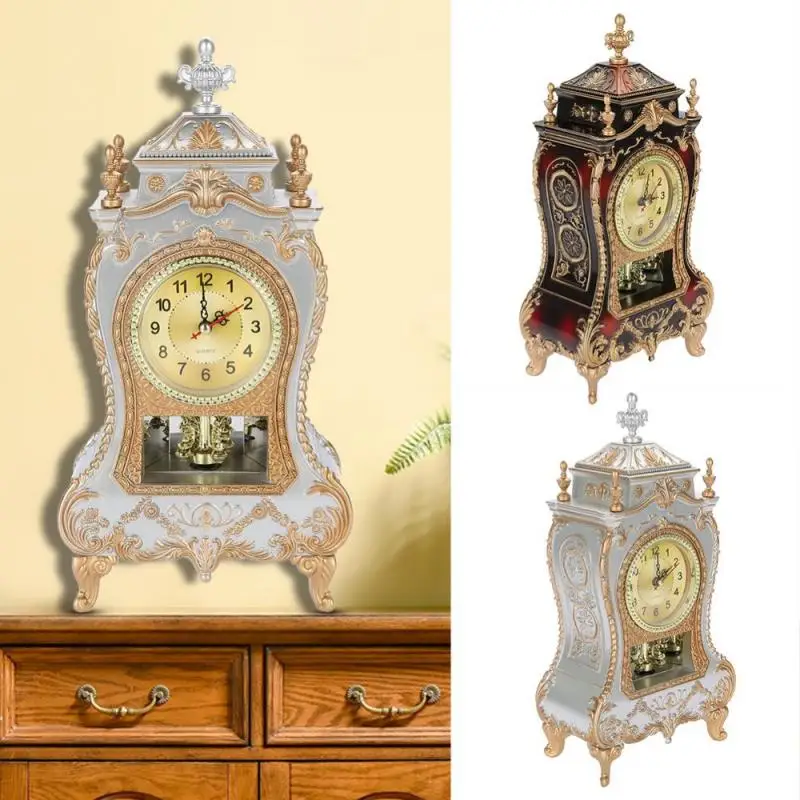 Настольные Ретро-часы с будильником, винтажные часы, классические королевские часы для гостиной, телевизора, кабинета, настольные часы, империальные часы с маятником