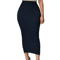 3 цвета однотонные с высокой талией Длинные Bodycon деловая юбка карандаш модные женские юбки