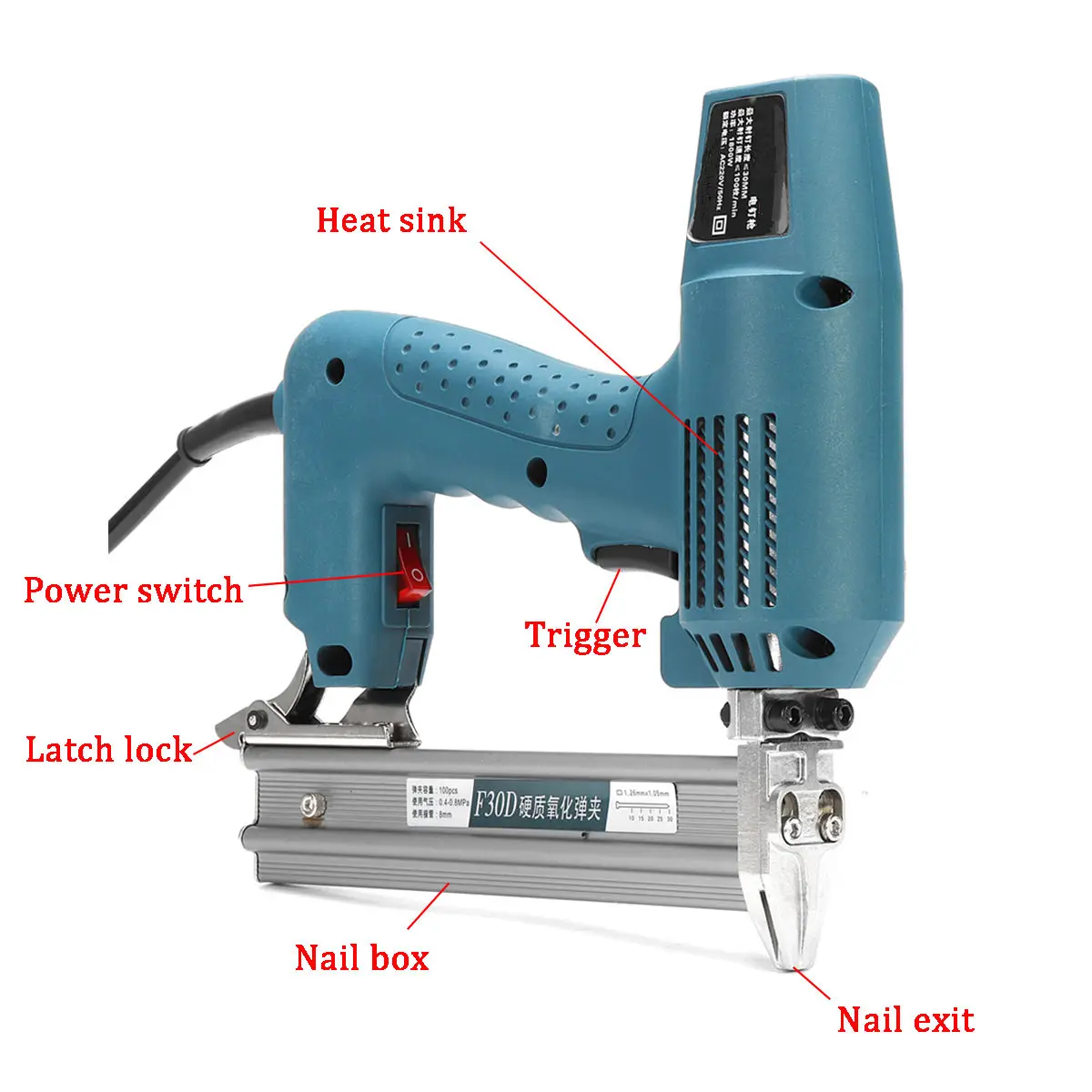 220 240V AC 1800W Framing Tacker U степлер электрические скобы для пистолетов ручной инструмент