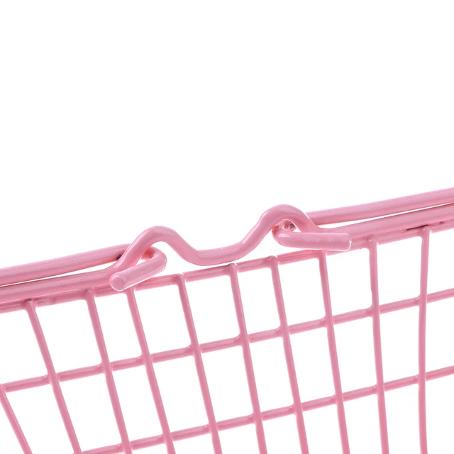 Kids Mini Metal Supermarket Shopping Basket for Kitchen Fruit Vegetable Food Grocery Storage Pretend Play Tools Toy Gifts Pink S 6