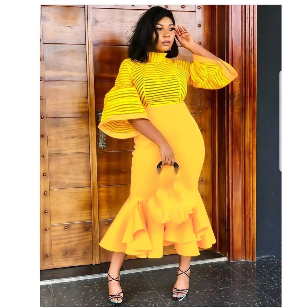 2019 Spring Women Maxi Dresses Elegant Mermaid High Waist Solid Dress