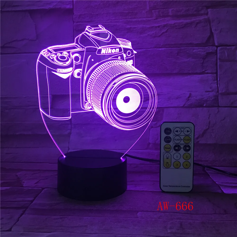 Nikon камера 3D Led Ночник светодиодные акриловые красочные огни голограмма детская