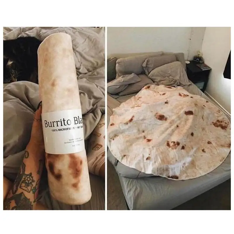 

Novel Blanket Tortilla Blanket Letter Printing Rug Round Burrito Small Carpet For Office And Camping Picnic Outdoor Blanket