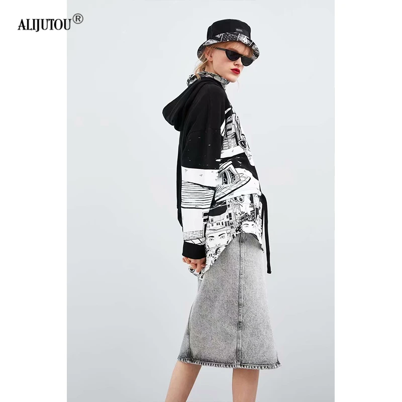 Zaraing spring Sweatshirts For Women 2019 Art Collection Short Long Sleeve Printing Hoodies Clothing Feminina Loose Pullover