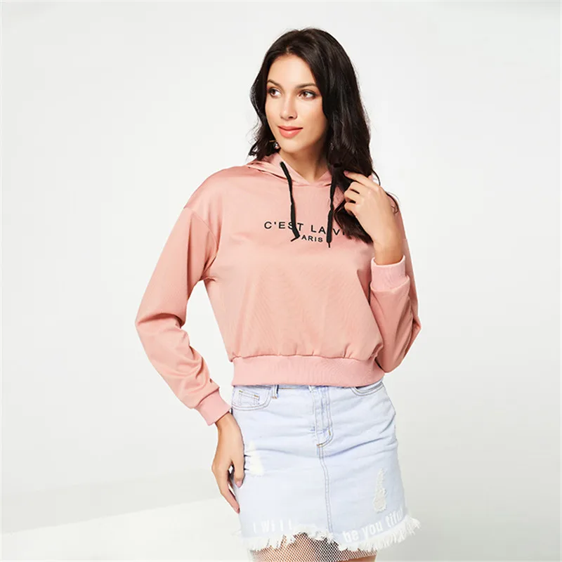 Для женщин толстовки Толстовка Drop Shoulder пуловер с длинными рукавами розовый футболка с капюшоном Пальто Повседневное пуловеры для