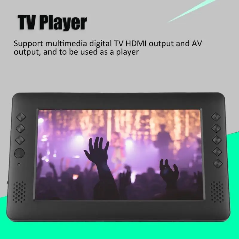 

9'' Portable DVB-T/T2 Digital TV HD Player with WiFi Antenna Remote Control Multi-functional Digital TV EU Plug 110-240V