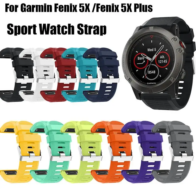 Sports Watch Silicone Strap For Garmin Fenix5X Plus Horizontal Strip Quick Release Silicone Strap Sports Watch Band