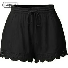 Lace Drawstring Shorts Women Casual Solid Lady Shorts Trouser Large Size High Elastic Waist Plus Size Female Shorts D30 Lace Drawstring Shorts Women Casual Solid Lady Shorts Trouser Large Size High Elastic Waist Plus Size Female Shorts D30