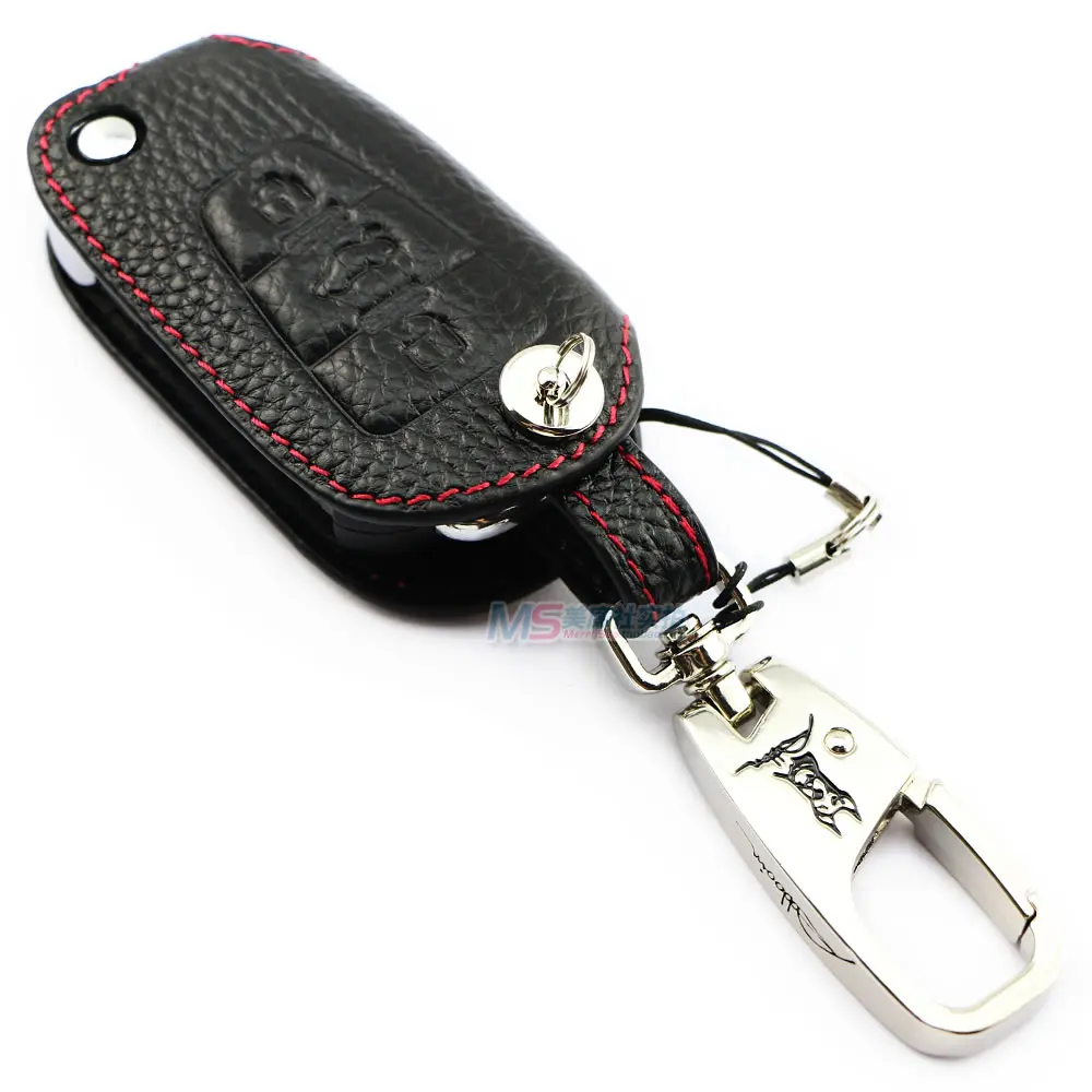 

Genuine Leather Car Key fob Cover Key Protective Case for Roewe 750 350 w5 and MG 2015 GT GS MG5 MG7 car accessories black color