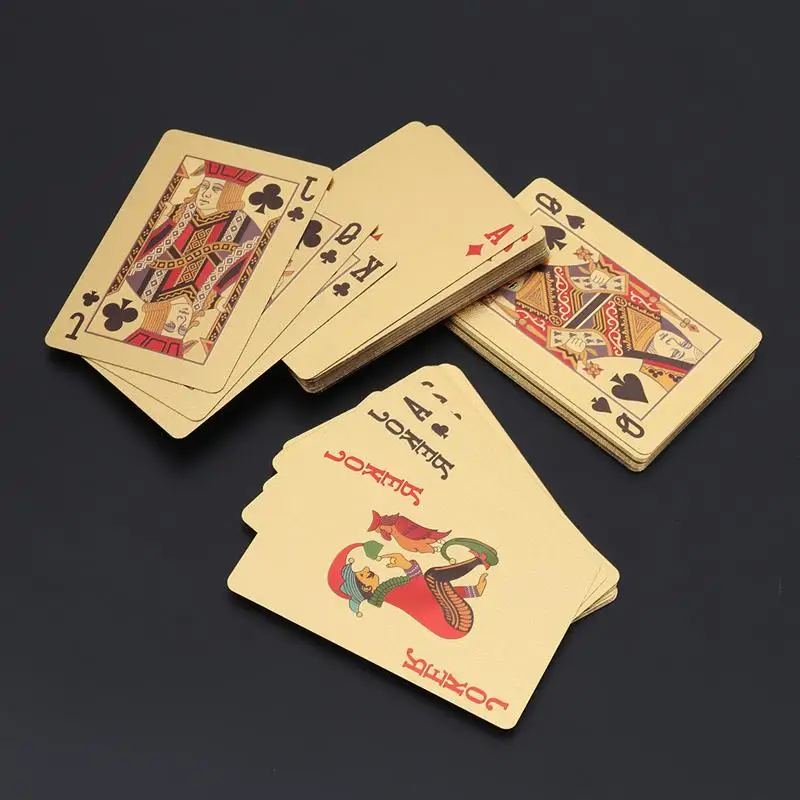 High Quality Waterproof Playing Cards Plastic Gold Foil Poker Cards Table Games Gambling Joker Playing Card Magic Tricks Tool