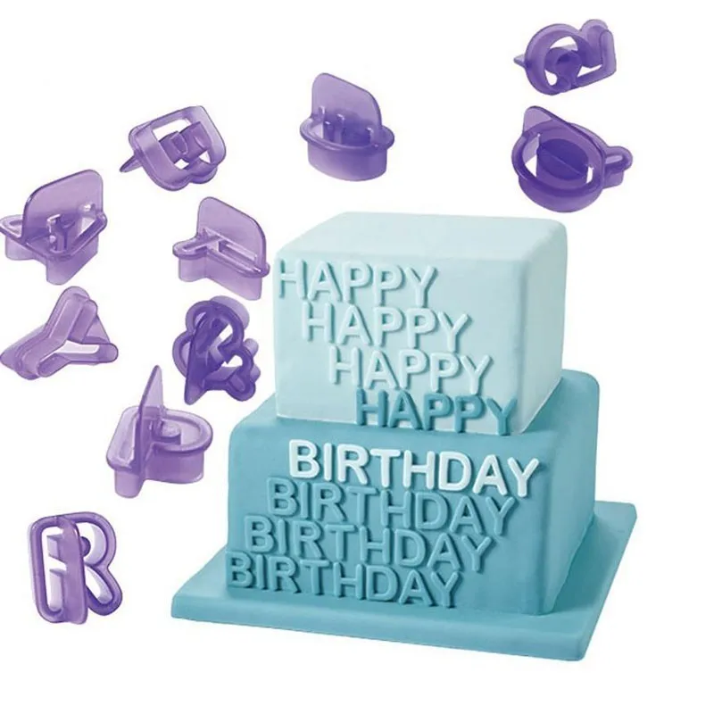 

40pcs Purple Full Set Alphabet Numbers Fondant Cake Decoration Mold 3D Plastic Cookie Making Mold Kitchen Cake Bakeware DIY Tool