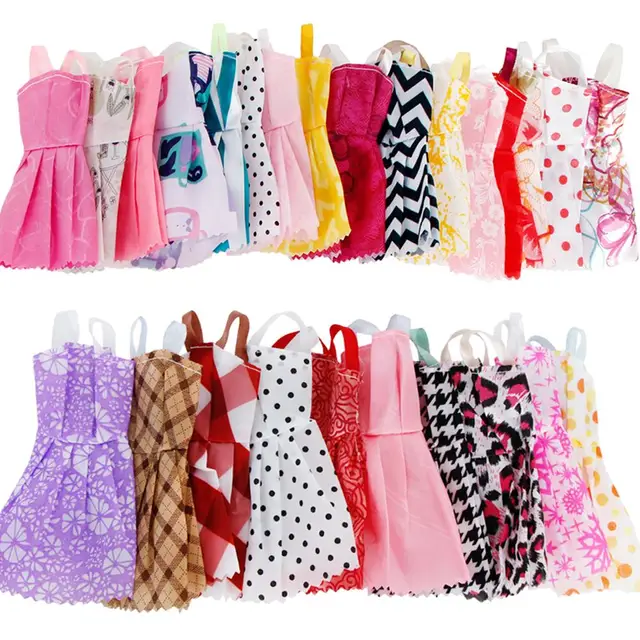 Random 10/20 Sets Mini Dress Ba Doll Bie Colorful Summer Sleeveless Dollhouse Accessories 11.5 Inch Doll Clothes 30cm Girl Toy 4