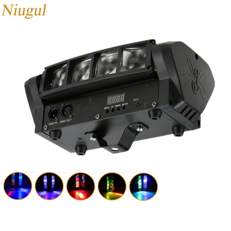 

Mini LED 8x10W RGBW Moving Head Light,LED Spider Light,DMX512 LED Beam Effect Stage Lighting Good For Bar KTV DJ Nightclub Party