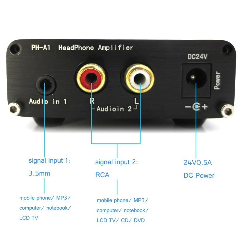 FX-Audio PH-A1 Pure Class A Mini Headphone Amplifier UPC1237 Protection 3.5mm/RCA Input Amplifier for HD650 for AKG701