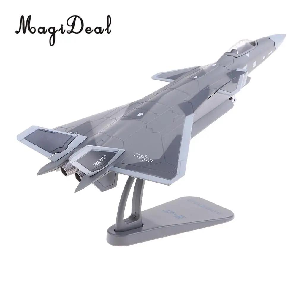 MagiDeal 1:100 Scale Metal China Airforce J-20 X-UFO Fighter Toy Model Airplane Aircrafts with Stand Warplane Ornaments