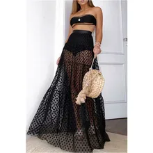 Новинка, модные женские юбки, женские тюлевые юбки-пачки, длинные юбки в горошек, для свадебной вечеринки, Коктейльные сетчатые макси платья, женская одежда, S-XL