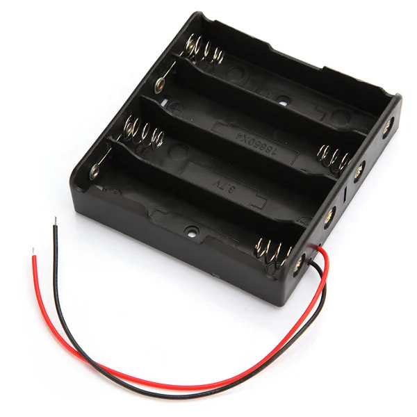 

LEROY Plastic 4 Way 18650 Battery Storage Case Box Holder for 4*18650 Batteries with 15m Wire Leads