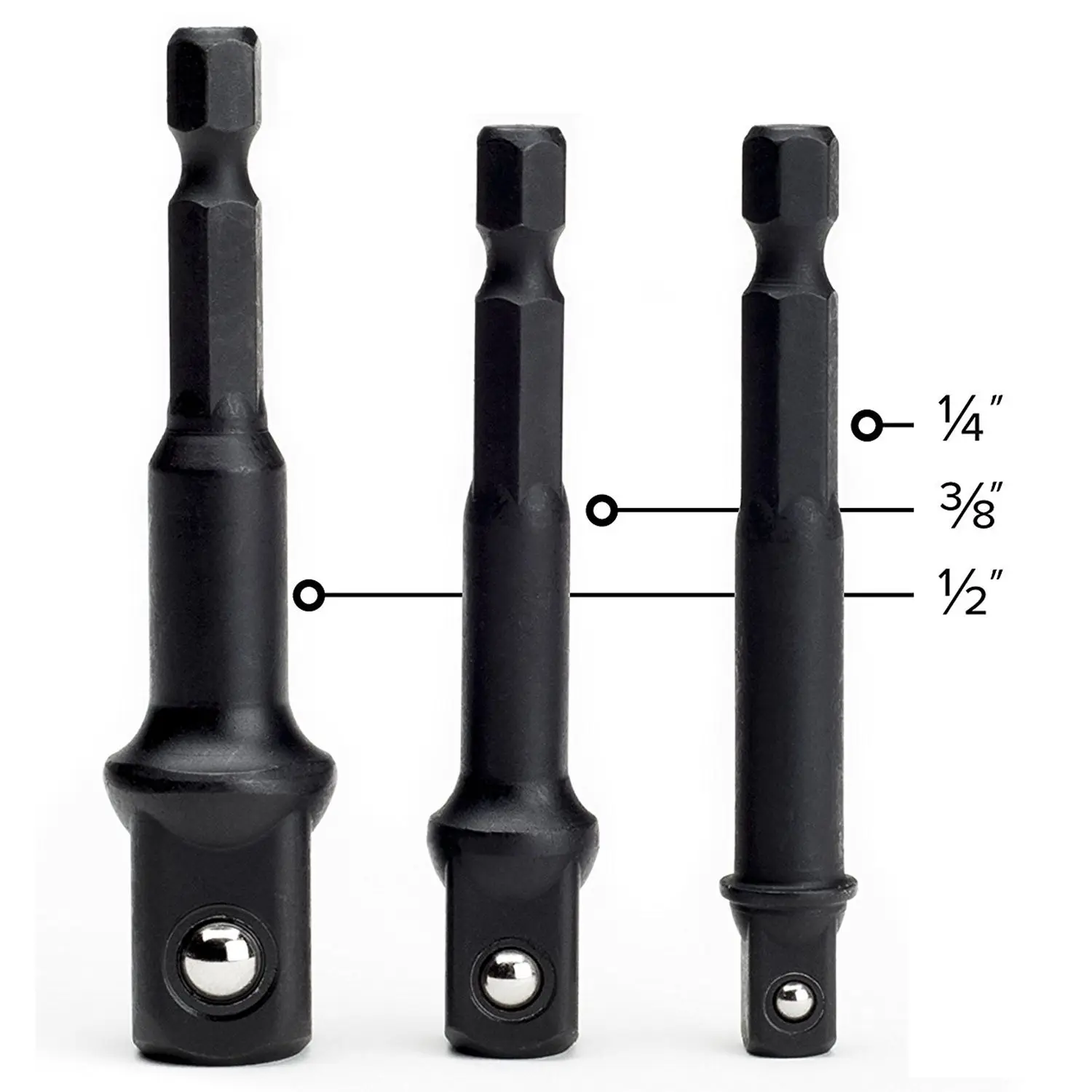 HHO-Impact Grade Socket Adapter/Extension Set | Превращает дрель в высокоскоростную гайку 1/4 дюйма 3/8 и