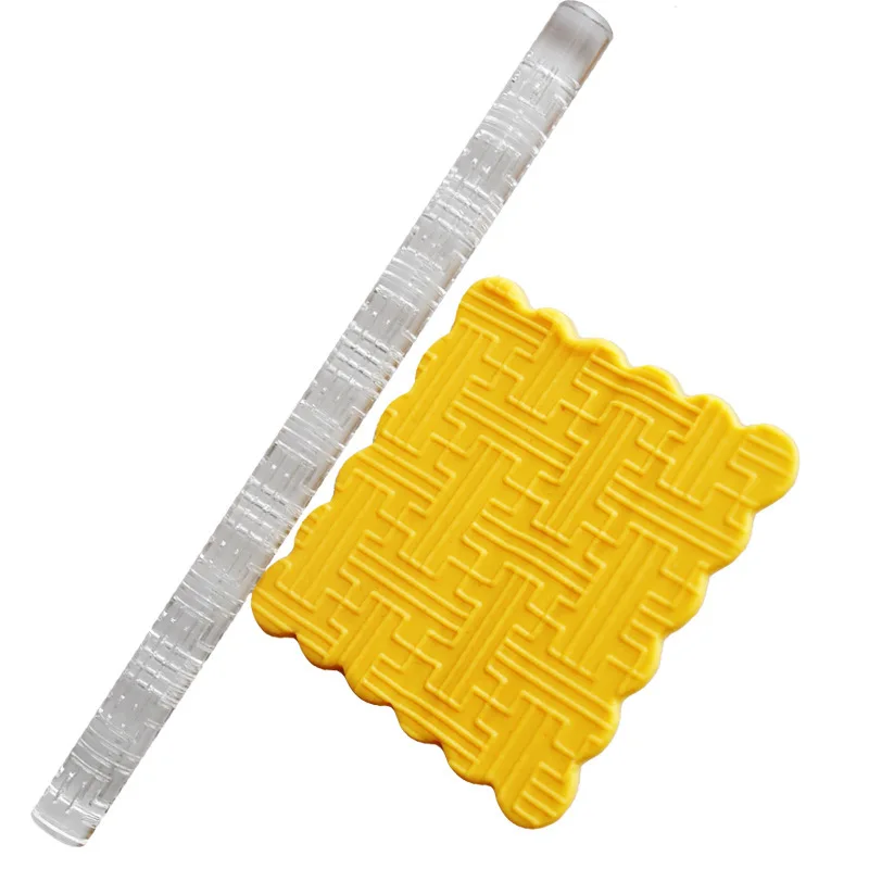1PCS Maze Pattern Cake Fondant Embossed Rolling Pin Gum 1PCS Maze Pattern Cake Fondant Embossed Rolling Pin Gum