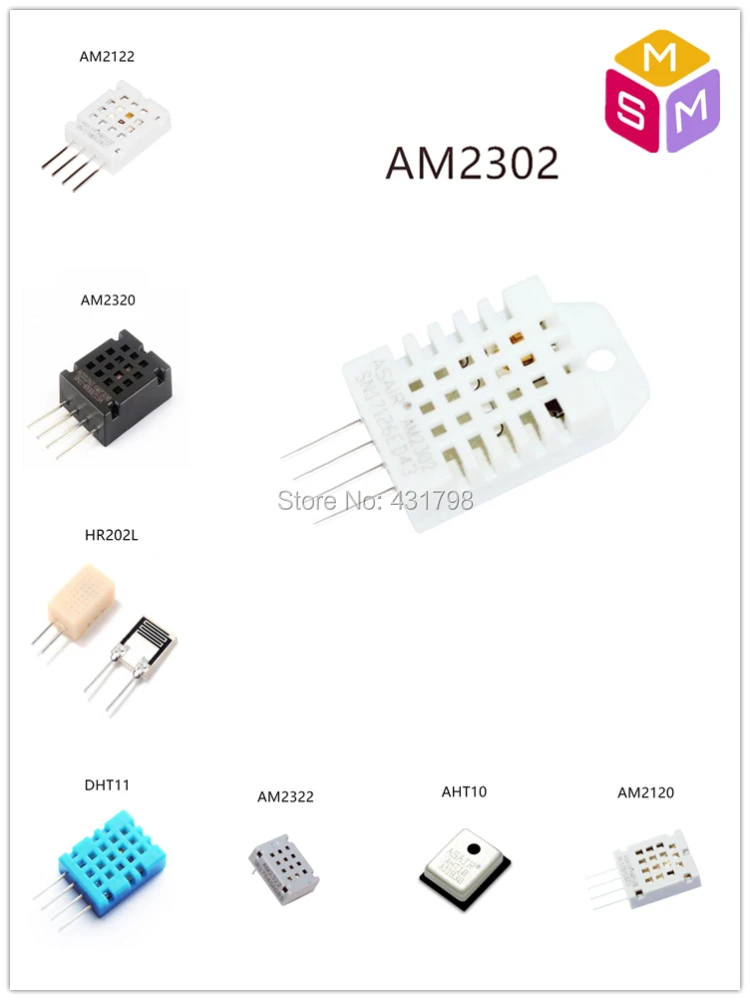 

AIoT Digital temperature and humidity sensor sensitive capacitor module AM2302/AHT10/DHT11/AM2320/AM2122/AM2120/AM2322/HR202L