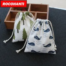 Детский хлопковый тканевый льняной мешок с кулиской для хранения игрушек сумка для покупок маленький мешочек