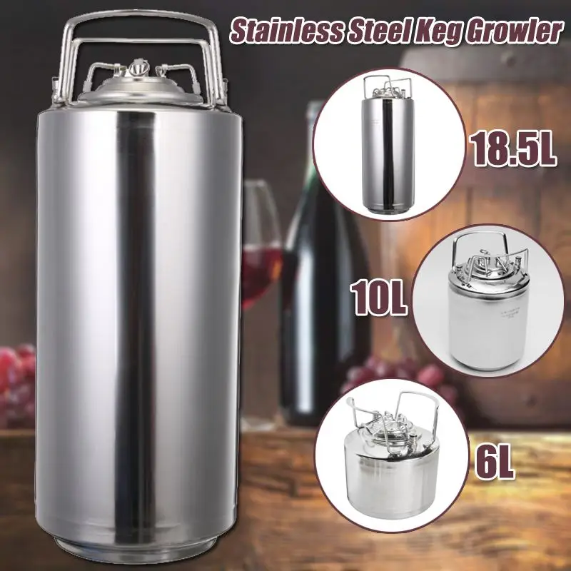 

6/10/19L Stainless steel Ball Lock Beer Keg Growler for Craft Beer Dispenser System Home Brew Beer Brewing Metal Handles