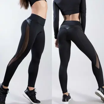 

Women Sexy High Waist Fitness Leggings Ladies Casual Black Mesh Skinny Leggings