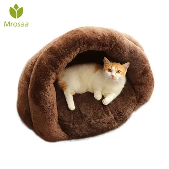 

Warm Cat Sleeping Bags Pet Beds Half Cover Winter Warm Padded Nest Kitty House Cats Bed Cushion Nest Kennel Pets Supplies