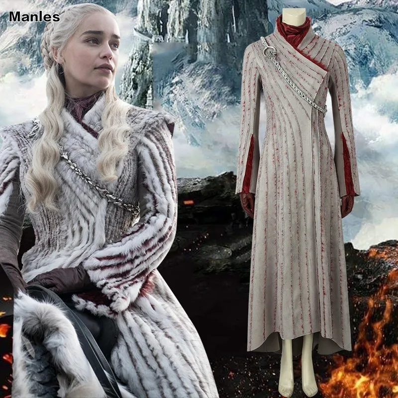 

Daenerys Targaryen Costume Game Of Thrones Season 8 Cosplay Adult Winter Dragonstone Dress Halloween Carnival Party Cloak