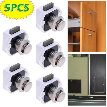 

Cupboard Door knob Camper Caravan Latch 5X Mini Push Button Catch Lock Drawer