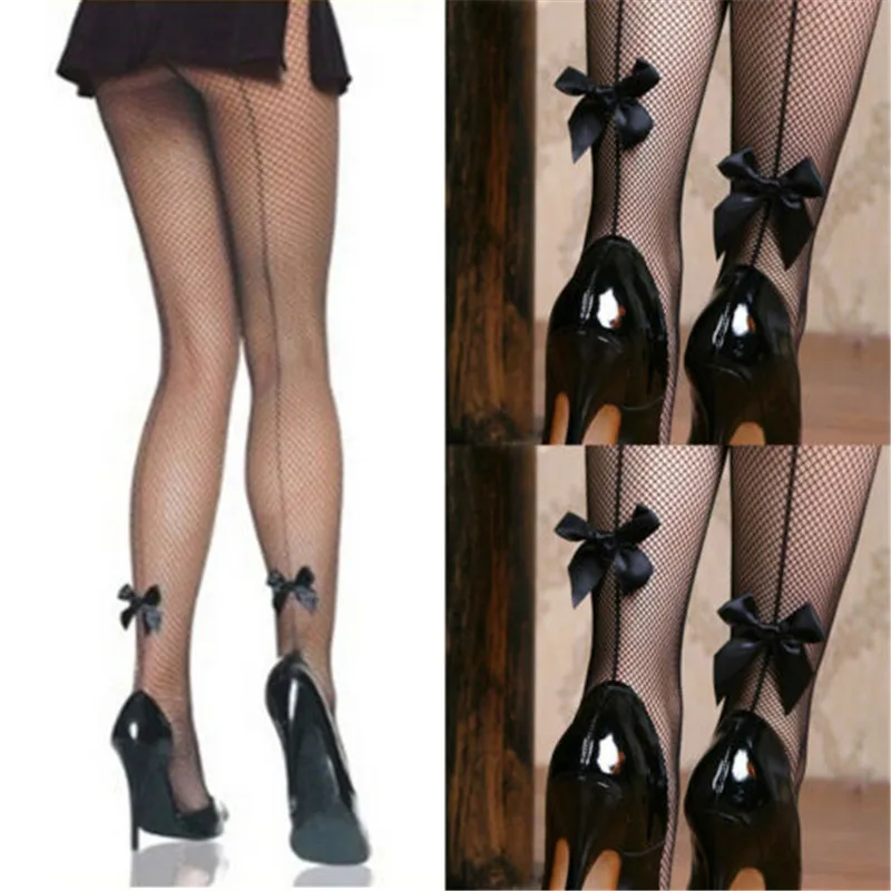 

Sexy Women Black Fishnet Net Mesh Tights Pantyhose Ladies collant femme mujer strumpfhose Bowknot
