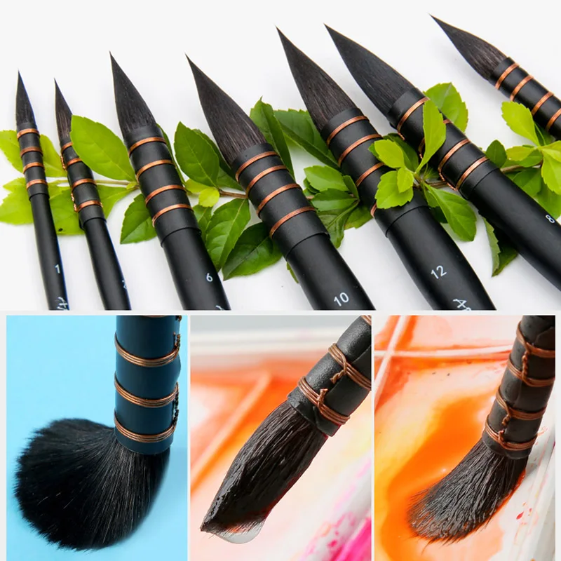 

Artist Handmade Squirrel Hair Drawing Brushes Professional Watercolor Brush Pen For Gouache Acrylic Painting School Art Supplies