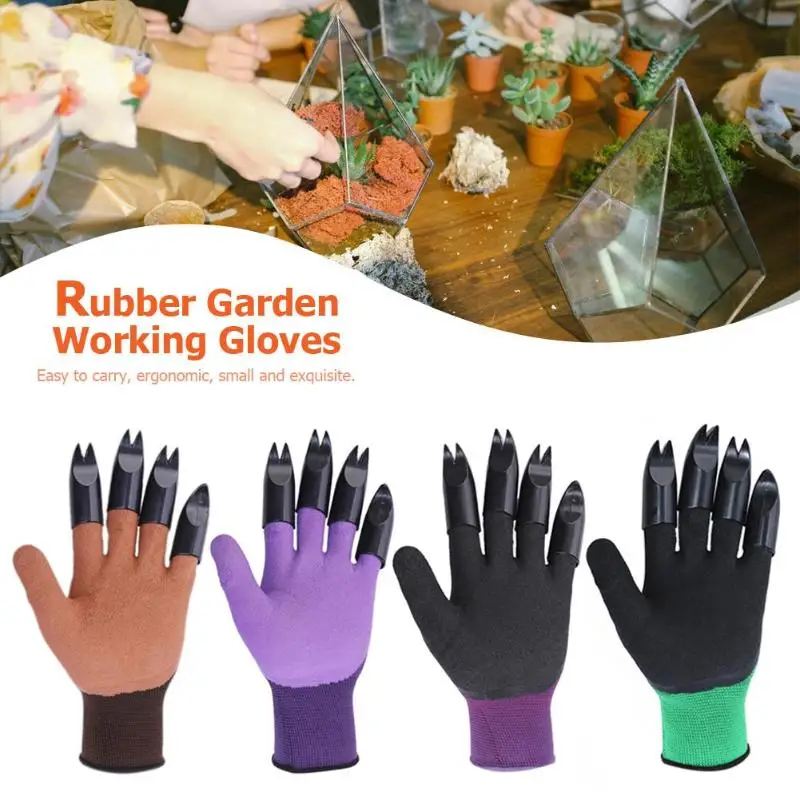 

1 Pair Garden Digging Gloves with 4 Right Hand Fingertips Sharp+Fork Claws Easy to Dig and Plant Safe for Rose Pruning Gloves