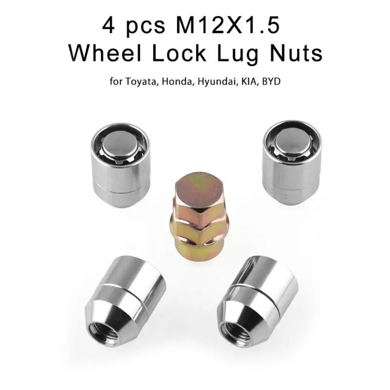 

Universal M12x1.5 Wheel Lock Lug Nuts 4 Anti Theft Locking Nuts+1 Key Set Universal 4 * Internal thread 1 * Anti-theft nut tyre