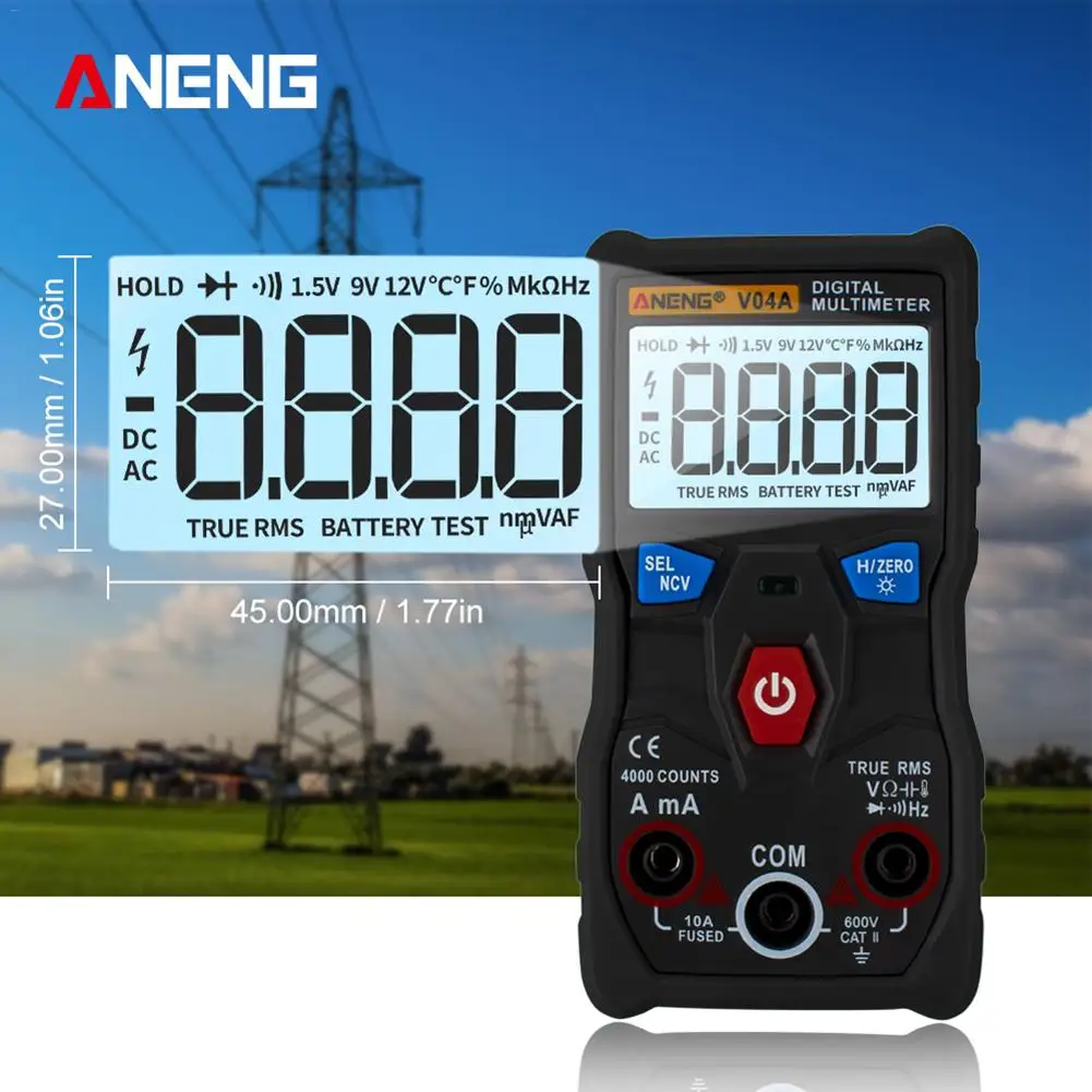 

ANENG V04A Digital Multimeter Fully Smart Automatic Identification Measurement With 4000 Counts Back Light Large Screen LCD Disp