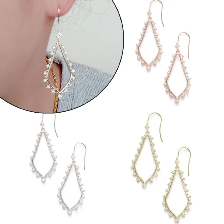 

American Simple Cutout Earrings Ear Hooks Tricolor