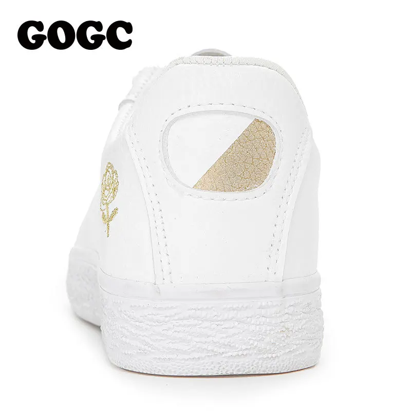 GOGC белые туфли женские тапочки плоские туфли Весна Лето кожаные белые кроссовки женские Кроссовки Женская спортивная обувь G784