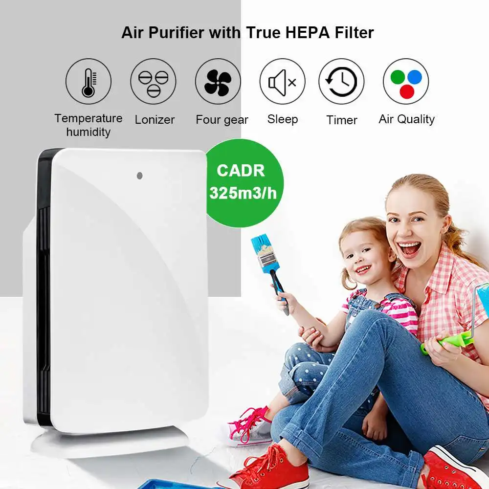 

AUGIENB Home Air Purifier With Ture HEPA Filter Ion Generator Remove Smoker Dust Odor Allergies Eliminator PM2.5 Air Cleaner