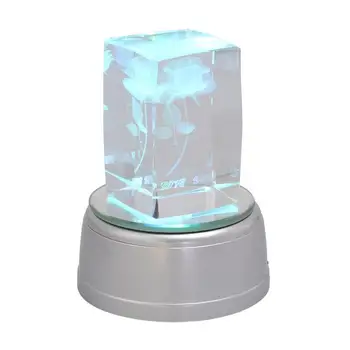 

Colorful Rotating Musical Box Crystal Engraving 3D Crystal Rose Flower Music Box with Base Birthday Gifts