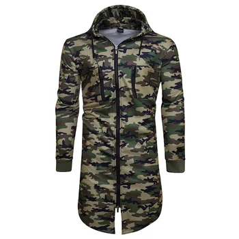 

Fashion Camouflage Long Men'S Hoodies 2018 Autumn Winter Long Sleeve Hooded Men Sweatshirts Zipper Printed Blue Brown Hoody Top