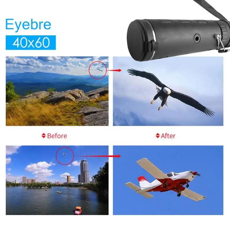 40X60 HD الليلية جيب أحادي تلسكوب للرؤية الليلية البسيطة عالية الوضوح تلسكوب العسكرية كليب نطاق للسفر الصيد