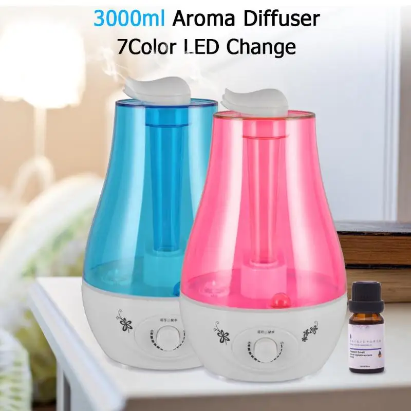 

3L 2-way Ultrasonic Air Humidifier Mini Aroma Humidifier Air Purifier with LED Lamp Humidifier for Portable Diffuser Hot