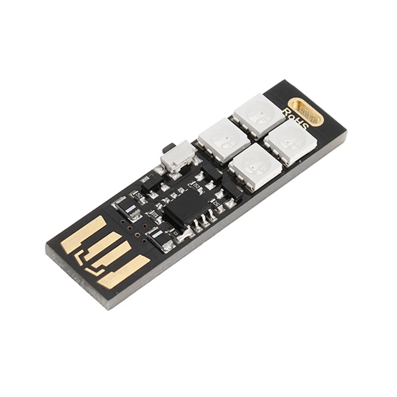 CLAITE 1 5 W 4Led 5050 RGB бусины миниатюрный кнопочный переключатель цветной USB LED свет