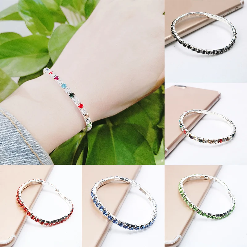 

Women Rhinestones Bangle Hot Shining Fashion 1PC New Simple Bracelet Gharm Crystal Elastic