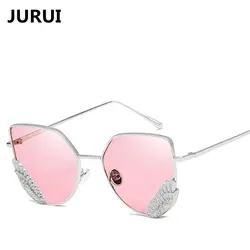 Женские и мужские ретро в форме кошачьих глаз солнцезащитные очки модные крылья металлический каркас солнцезащитные очки винтажная